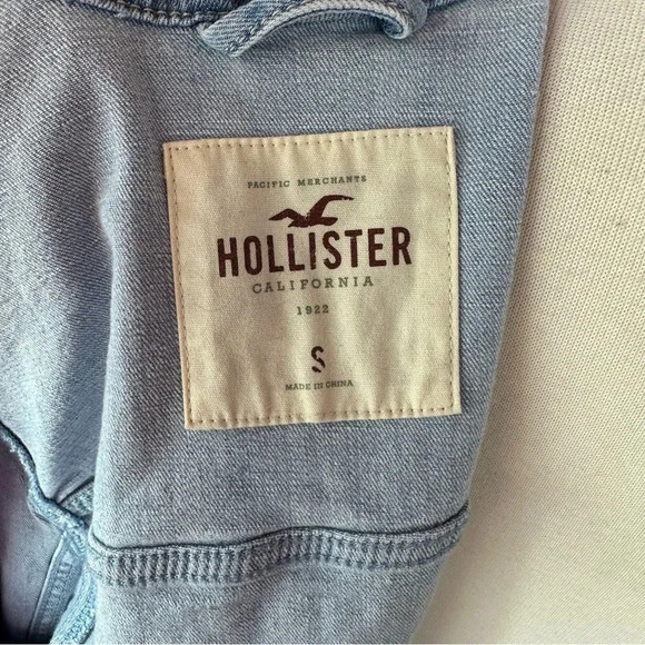 hollister denim jean jacket light wash sz small cotton blend boho western - Picture 5 of 8